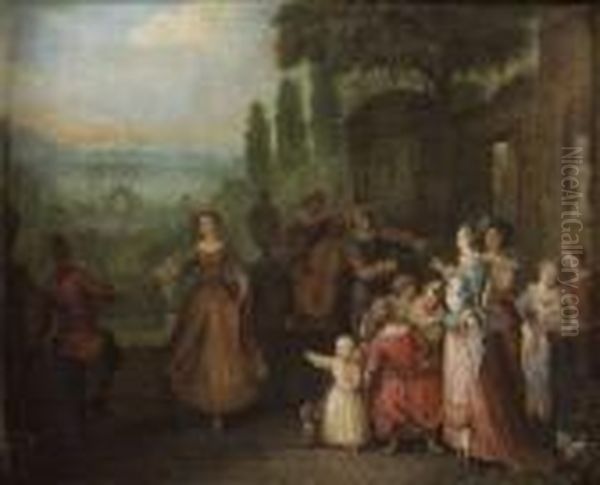 Scene De Concert Sur La Terrasse D'un Palais - view 1