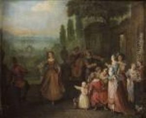 Scene De Concert Sur La Terrasse D'un Palais by Pieter Angillis