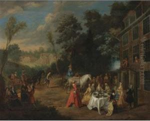 Travelers Dining Outside An Inn by Pieter Angillis