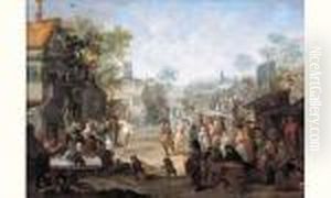 Scene De Foire Dans Une Ville Des Flandres by Pieter Angillis