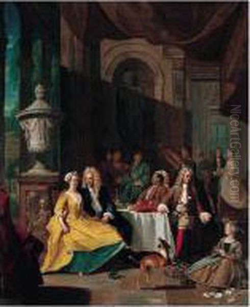 A Musical Assembly; And Gentleman At Table - view 1