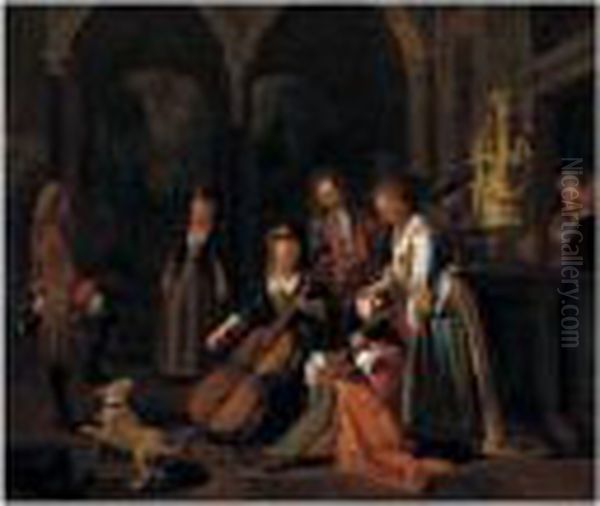 An Elegant Company In A Loggia - view 1