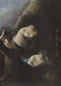 The three daughters of Cecrops finding Erichthonius 1639 by Paulus Bor