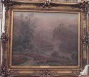 Paysage De Vallee Avec Ruines by Gaston Anglade