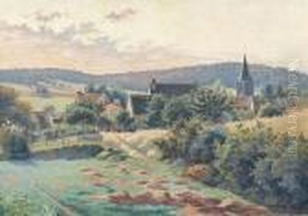 Franzosische Hugellandschaft Mit Dorf. - view 1