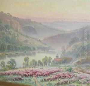 Mountain Valley At Sunset