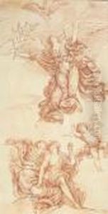 Mythological Figures Seated On Clouds