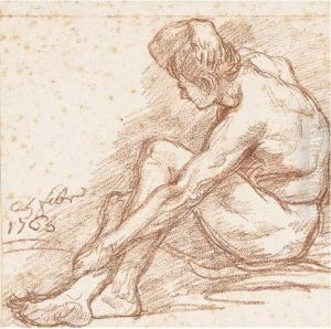 Homme Nu Assis, Vu De Profil Vers La Gauche by Robert Ango