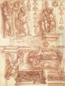 Studies After Michelangelo And
Other Artists, With Sketches Ofcapitals, Friezes And Vases by Robert Ango