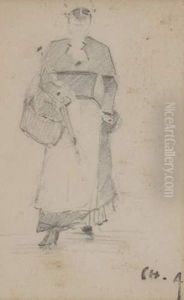 Femme Au Parapluie, Etude by Charles Angrand