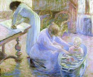 Le Bain, Maison Baptiste, Giverny, France by Theodore Butler