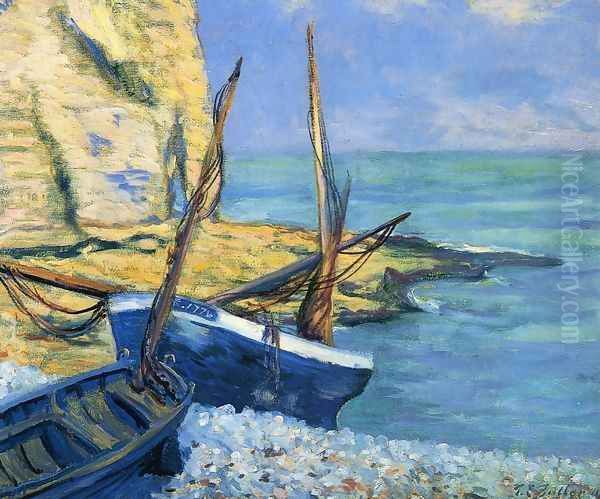 Boats at Etretat - view 1
