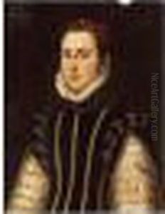 Portrait Of A Lady, Half Length,
 Wearing A Black, Gold-embroidered, Jacket With Slashed Sleeves by Sofonisba Anguissola
