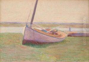 Boat And Evening Boating Scene: A Double-sided Work by Thomas Pollock Anschutz
