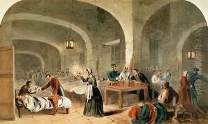 Sketch of a ward at the Hospital at Scutari, c.1856 by Joseph-Austin Benwell