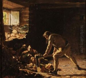Paysan Breton Dans Un Interieur, Circa 1870 by Alexandre Antigna