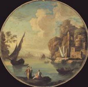 Paesaggio Costiero Con Barche E Figure by Paolo Maria Antoniani
