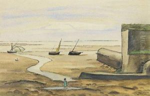 Bord De Plage A Maree Basse by Louis Robert Antral