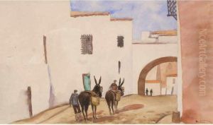 Paysage D'espagne, Les Deux Anes by Louis Robert Antral