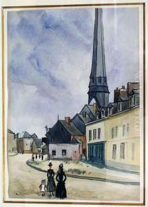 Scene De Rue Animee by Louis Robert Antral