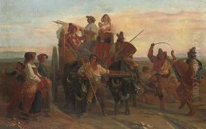 The Arrival Of The Harvesters In The Pontine Marshes by Louis Robert Antral