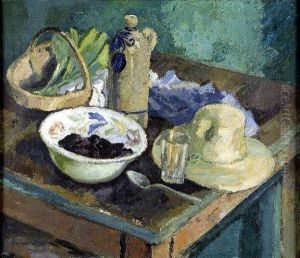 [ Nature Morte Au Chapeau.] Huile Sur Toile, Signee En Bas A Gauche