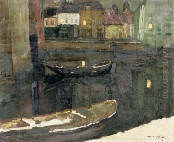 Boats In A Canal In Ghent - view 1