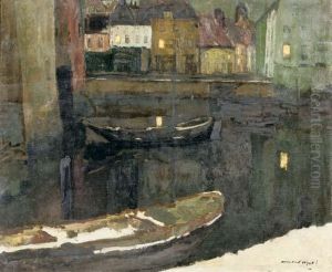 Boats In A Canal In Ghent by Armand Apol