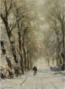 Figure On A Snowy Lane In The Haagse Bos by Louis Apol