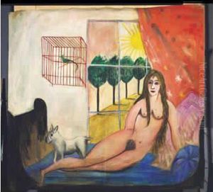 " Femme Nue Sur Un Sopha ". Huile Sur Toile ; 156 X 145 Cm by Guillaume Apollinaire