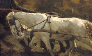 Wit paard workinghorses by George Hendrik Breitner