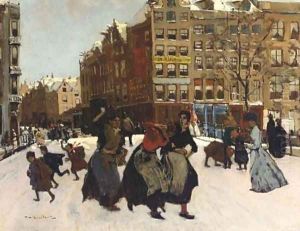 Brug bij de Paleisstraat winter in Amsterdam by George Hendrik Breitner