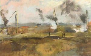 Drie heimachines by George Hendrik Breitner
