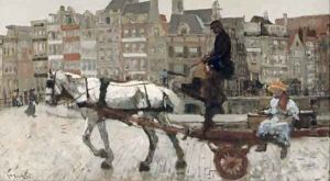 Vrachtwagen, Rokin a horsedrawn cart on the Rokin, Amsterdam by George Hendrik Breitner