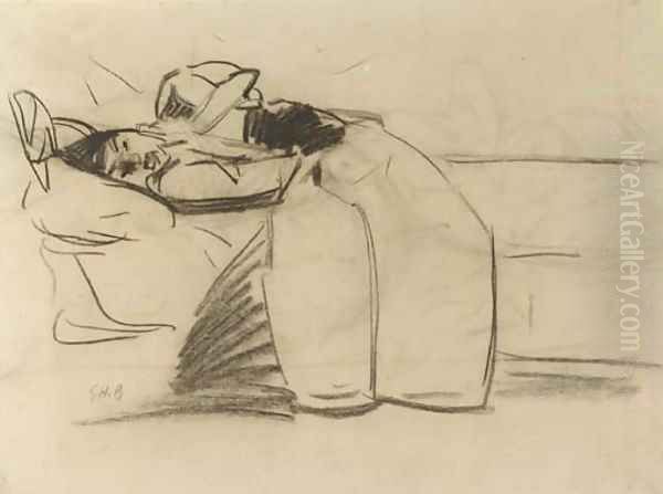 Reclining girl in a kimono - a study - view 1