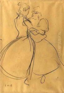 Zeedijk dancing girls by George Hendrik Breitner