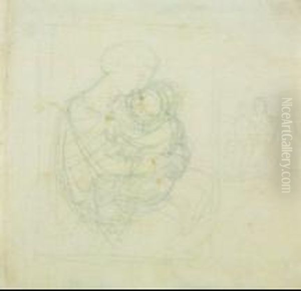 Madonna Con Il Bambino E Studio Per La Stessa Composizione - view 1