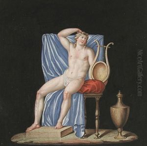 Apollo Sitzend, Zu Seiner Linken Eine Leiter