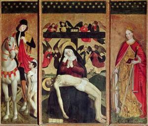 Triptych depicting Pieta between St. Martin and St. Catherine, 1475 by Ludovico Brea