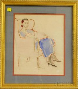 Sketch Of Catherene Green Arapoff, Seated by Alexis Pawlowitsch Arapoff