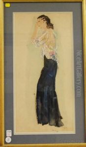 Portrait Of Catherene Green Arapoff In A Lace Jacket. by Alexis Pawlowitsch Arapoff
