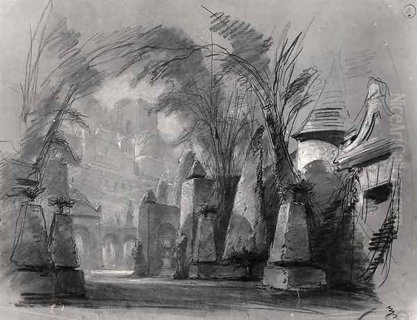 Set design for 'Les Burgraves' (1843) - view 1