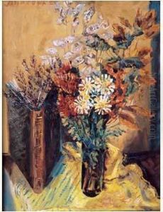 Nature Morte Au Livre Et Bouquet De Fleurs (1927)