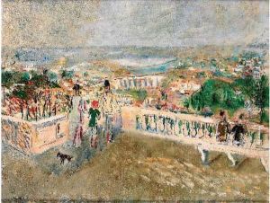 Promeneurs Sur Une Terrasse