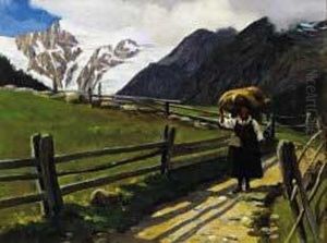 "paesaggio Montano Con Contadina" 1895 "paesaggio Montano Con Contadina" 1895