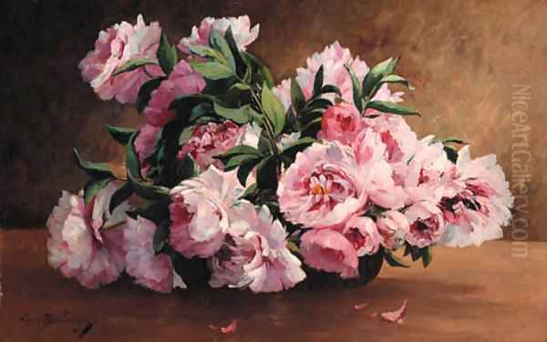 Pink peonies in a bowl - view 1
