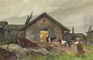 Vallflicka Med Getter by Olof Arborelius