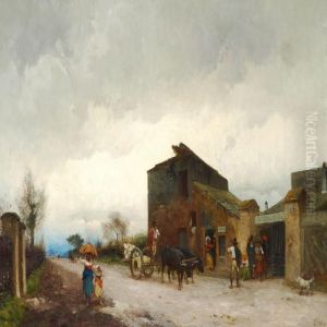 People Outside An Osteria In Italy