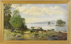 Nordsvenskt Landskap Med Kor Pa Bete