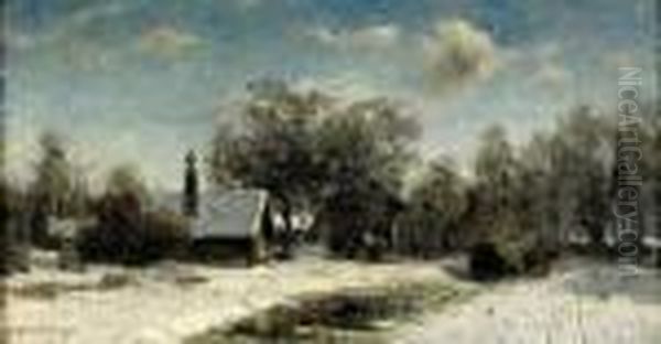 Vinterlandskap Med Gard - view 1